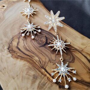 Earrings - StarGazer Gold Star Pearl Drop- Anthropologie Style - Bridal, wedding
